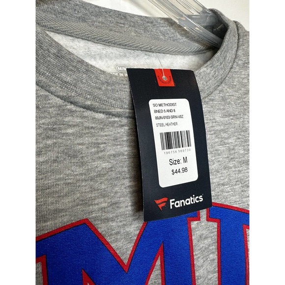 SMU Gray Sweatshirt Fanatics NEW New Southern Methodist Unisex Pullover MEDIUM - Picture 3 of 4